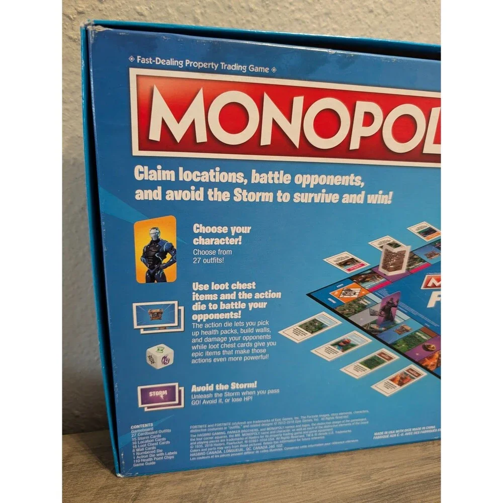 Monopoly Fortnite Edition Board Game Hasbro 2018 E6603 Blue Box 2-7